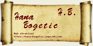 Hana Bogetić vizit kartica